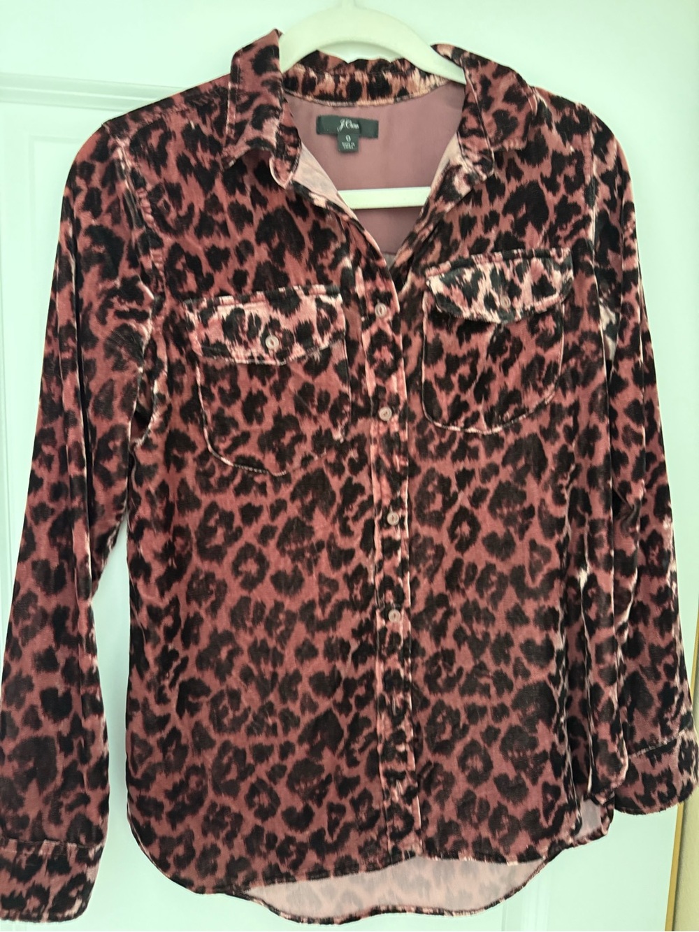 J. Crew Velvet Leopard Print Button-Down Shirt